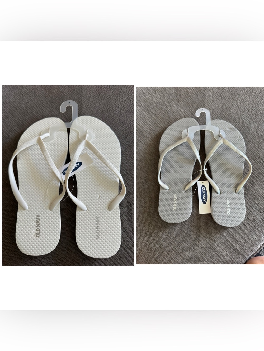 2 Pairs Size 9 Old Navy White Textured Flip Flops - White - Grey